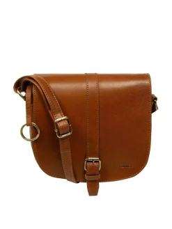 Clearance Conkca Fern Leather Cross-Body Bag Brown