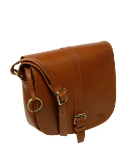 Clearance Conkca Fern Leather Cross-Body Bag Brown