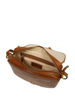 Clearance Conkca Fern Leather Cross-Body Bag Brown