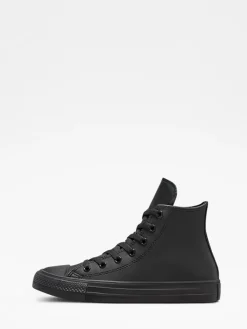 Converse Black Leather High Top Youth Trainers^BOY School Shoes|Boys Shoes