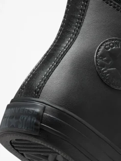 Converse Black Leather High Top Youth Trainers^BOY School Shoes|Boys Shoes