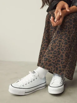 Outlet Converse Platform Lift Chuck Ox Leather Trainers White