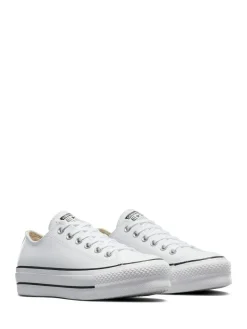 Outlet Converse Platform Lift Chuck Ox Leather Trainers White
