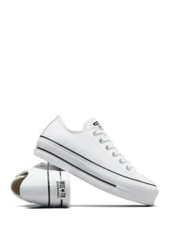 Outlet Converse Platform Lift Chuck Ox Leather Trainers White