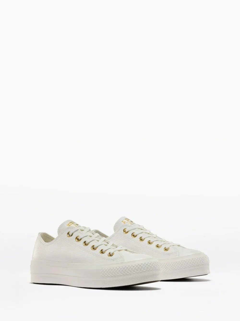 Best Converse White/Gold Chuck Taylor All Star Lift Mono Leather Low Trainers
