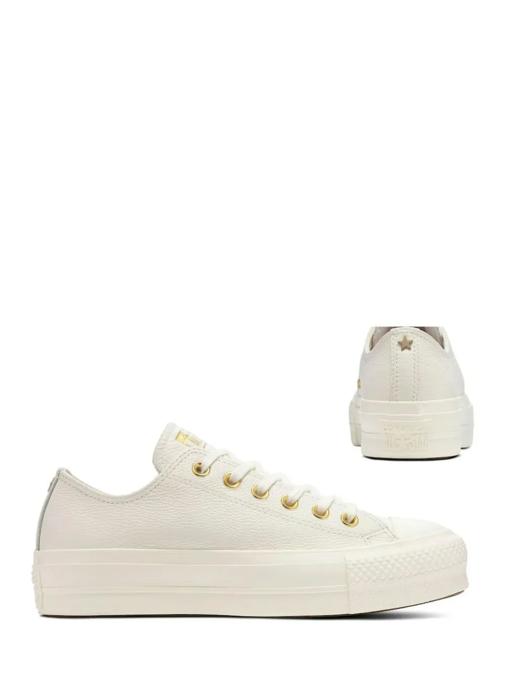 Best Converse White/Gold Chuck Taylor All Star Lift Mono Leather Low Trainers
