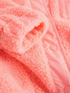 Sale Next Button Up Fleece Jacket (3-16yrs) Coral Orange