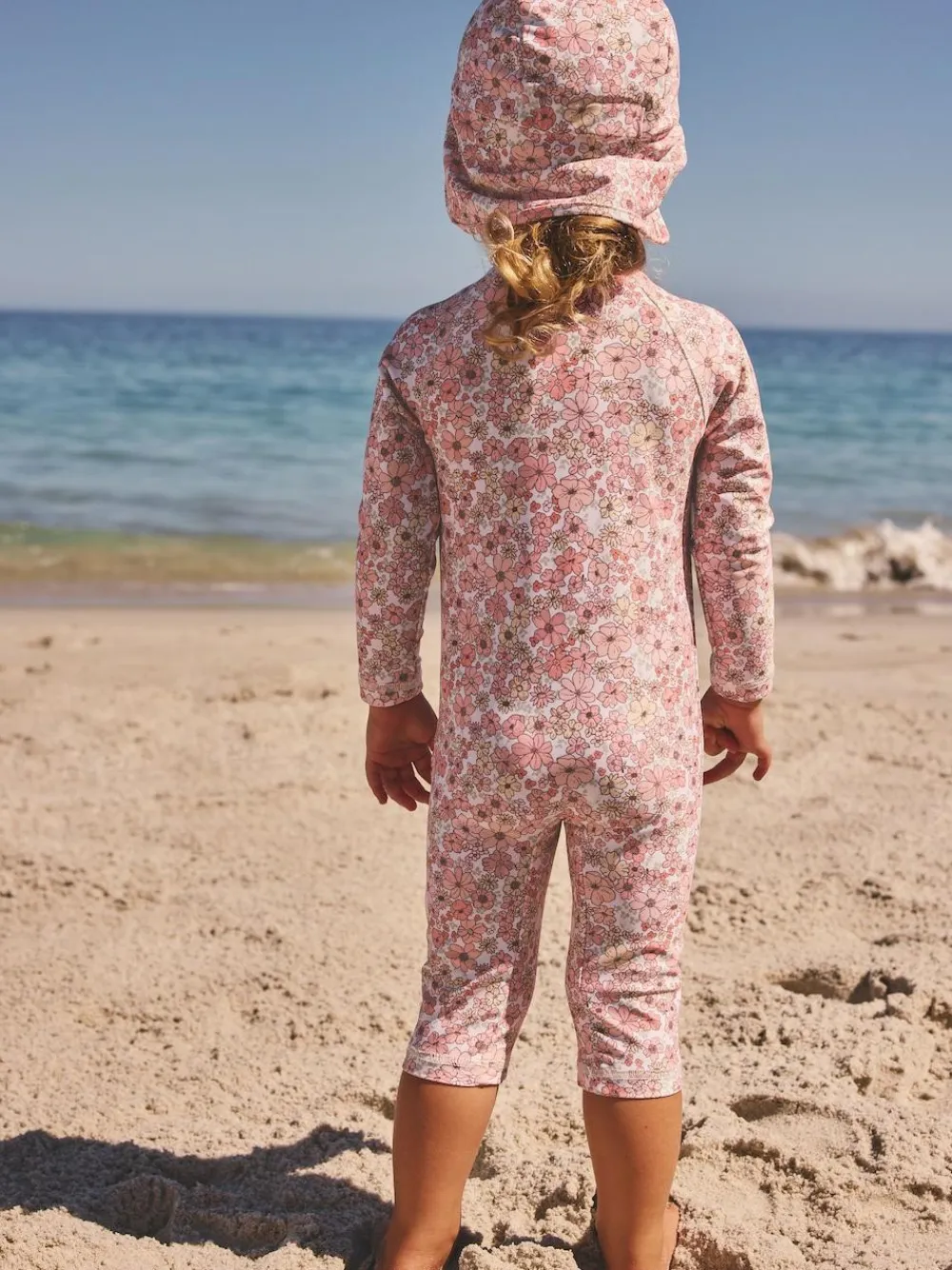New Next Long Leg Sunsafe Swimsuit (3mths-7yrs) Coral Pink Ditsy Floral