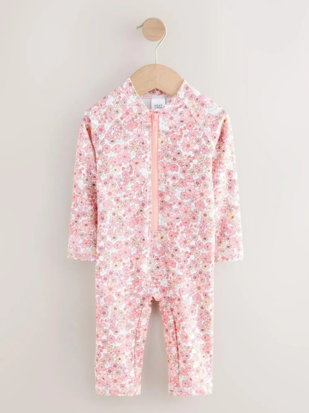 New Next Long Leg Sunsafe Swimsuit (3mths-7yrs) Coral Pink Ditsy Floral