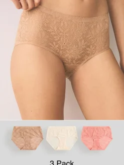 Next Midi All-Over Lace No VPL Knickers 3 Pack^Women Panties|All Lingerie