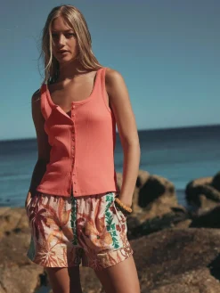 Best Next Pointelle Cami Vest Top Coral Pink