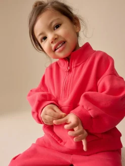 Outlet Next Coral PInk Quarter Zip Sweatshirt (3mths-7yrs)