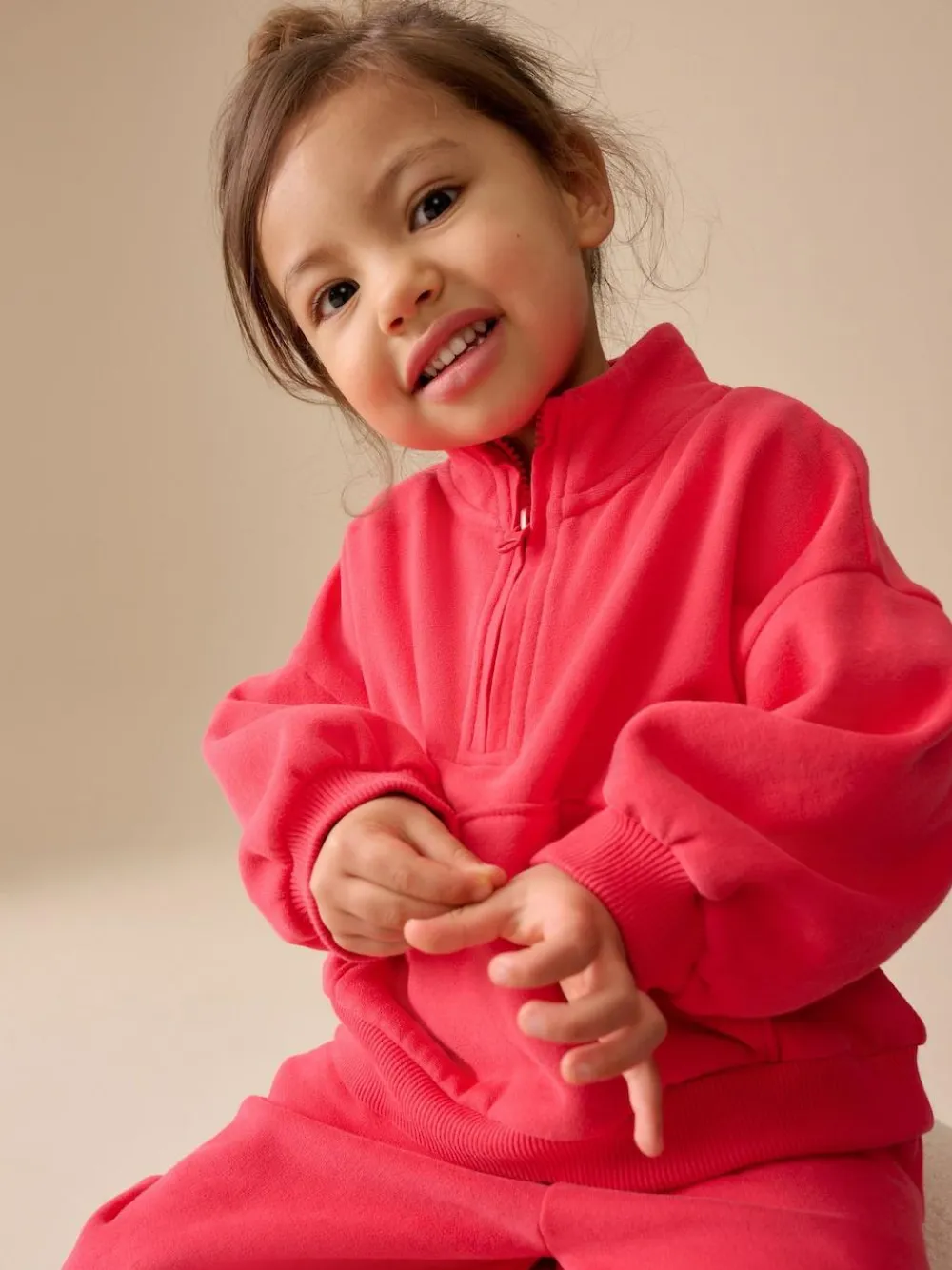 Outlet Next Coral PInk Quarter Zip Sweatshirt (3mths-7yrs)
