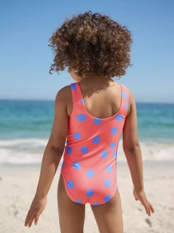 Best Next Swimsuit (3mths-7yrs) Coral Pink Shell Polka Dot