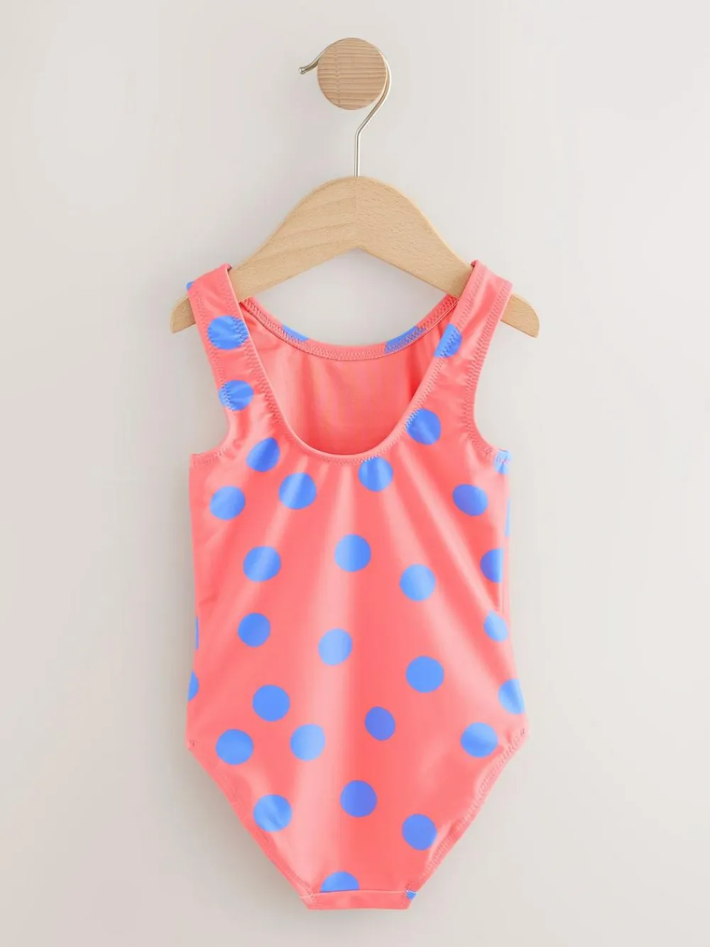 Best Next Swimsuit (3mths-7yrs) Coral Pink Shell Polka Dot