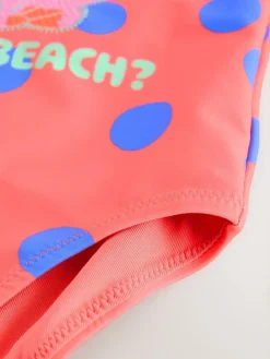 Best Next Swimsuit (3mths-7yrs) Coral Pink Shell Polka Dot