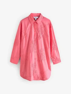 Outlet Next Textured Cornelli Cover-Up Shirt Coral Pink