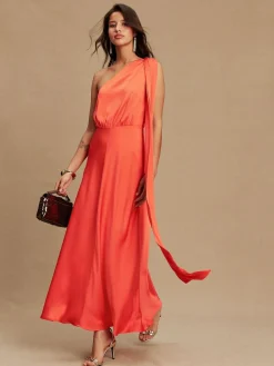 Next Textured Satin Scarf Neck Midi Dress^Women Occasionwear|Occasion Dresses