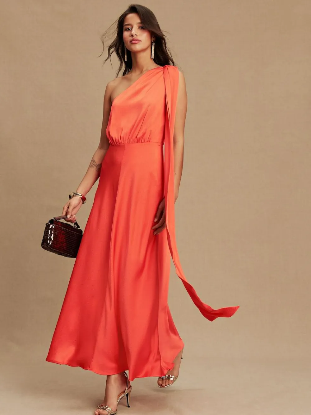 Next Textured Satin Scarf Neck Midi Dress^Women Occasionwear|Occasion Dresses