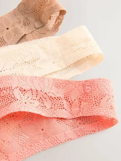 Sale Next Thong All-Over Lace No VPL Knickers 3 Pack Coral Pink