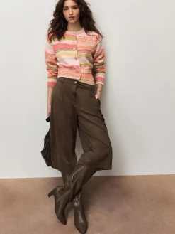 Outlet Next Spacedye Knitted Crew Neck Cardigan Coral Pink/Orange