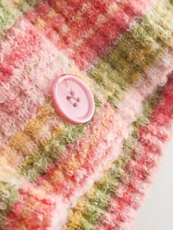 Outlet Next Spacedye Knitted Crew Neck Cardigan Coral Pink/Orange