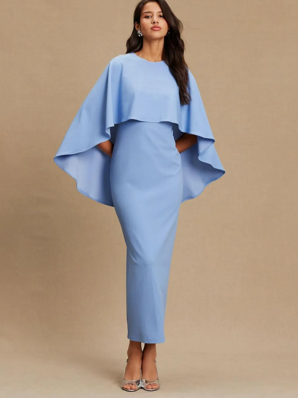 Outlet Next Cornflower Blue Cape Maxi Dress