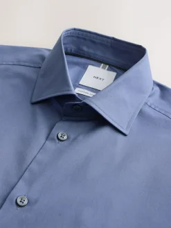Outlet Next Cornflower Blue Slim Fit Cotton Stretch Long Sleeve Formal Shirt