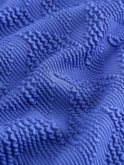 Next Cornflower Blue Textured Scoop Neck Tummy Control Swimsuit^Women Swimwear