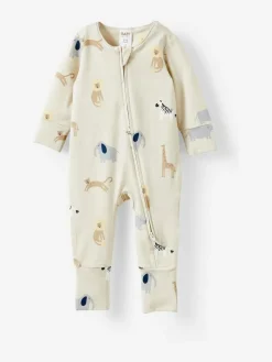 Hot Cotton On Long Sleeve Zip Romper Cream