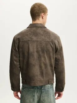 Cotton On Grey Cropped Faux Suede Harrington Jacket^ Coats & Jackets|Coats & Jackets