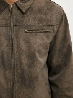 Cotton On Grey Cropped Faux Suede Harrington Jacket^ Coats & Jackets|Coats & Jackets