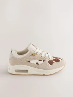 Hot Next Cow Print Lace-up Bubble Trainers