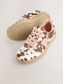 Next Cow Print Leather Standard Fit (F) Retro Trainers^ Sneakers