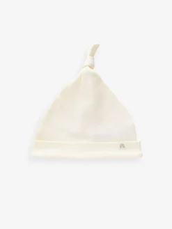 Sale Next 100% Cotton Tie Top Baby Hats 3 Pack (0-12mths) Cream