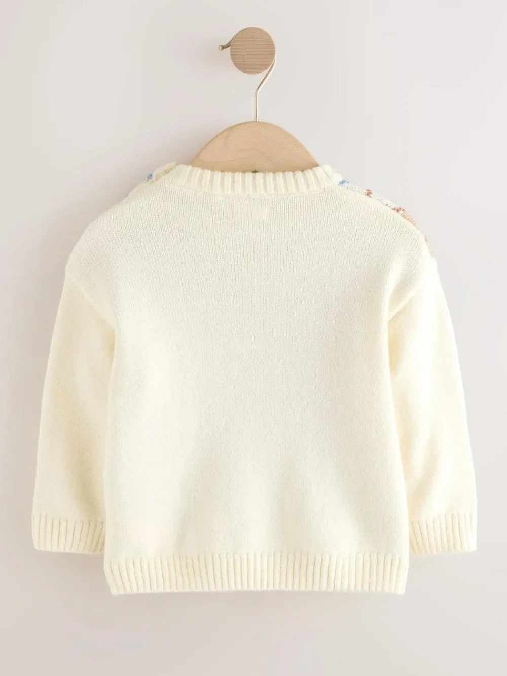 New Next Knitted Crew Neck Cotton Jumper (3mths-7yrs) Cream Argyle