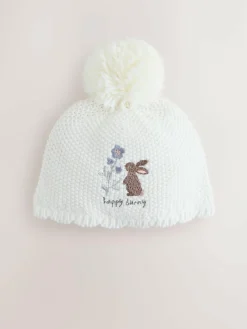 Next Cream Baby Embroidered Bunny Character Hat (0mths-2yrs)^ Hats & Scratch Mitts|Newborn Accessories