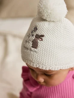 Next Cream Baby Embroidered Bunny Character Hat (0mths-2yrs)^ Hats & Scratch Mitts|Newborn Accessories