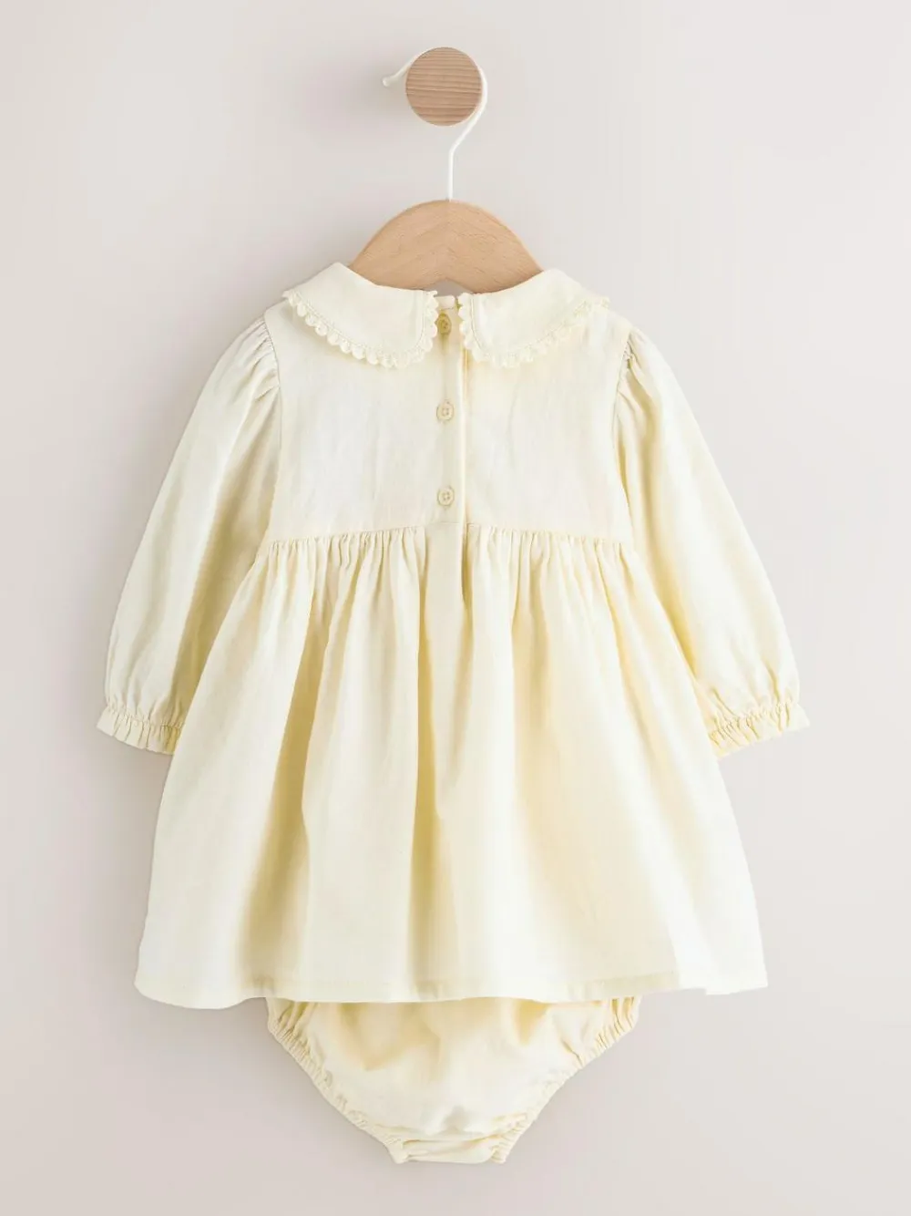 Online Next Cream Baby Embroidered Long Sleeve Dress and Knickers Set 2 Piece (0mths-2yrs)
