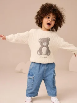 Outlet Next Cream Bear Knitted Jumper (3mths-7yrs)