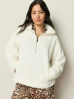 Next Cream Borg Half Zip Fleece^Women Loungewear