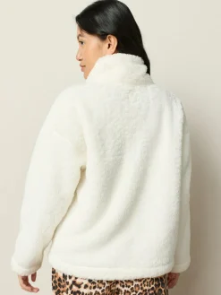 Next Cream Borg Half Zip Fleece^Women Loungewear