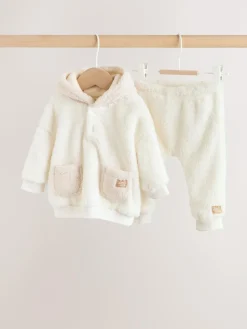 Discount Next Cream Borg Hooded Sweat and Jogger Baby Set (0mths-2yrs)