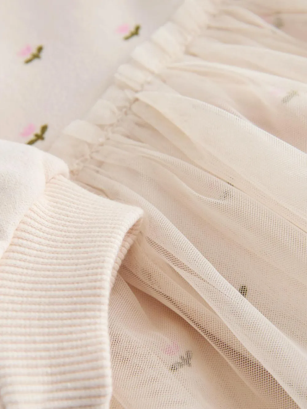 Next Cream Bunny Mesh Skirt Sweat Dress (3mths-7yrs)^ Baby Girls|Dresses