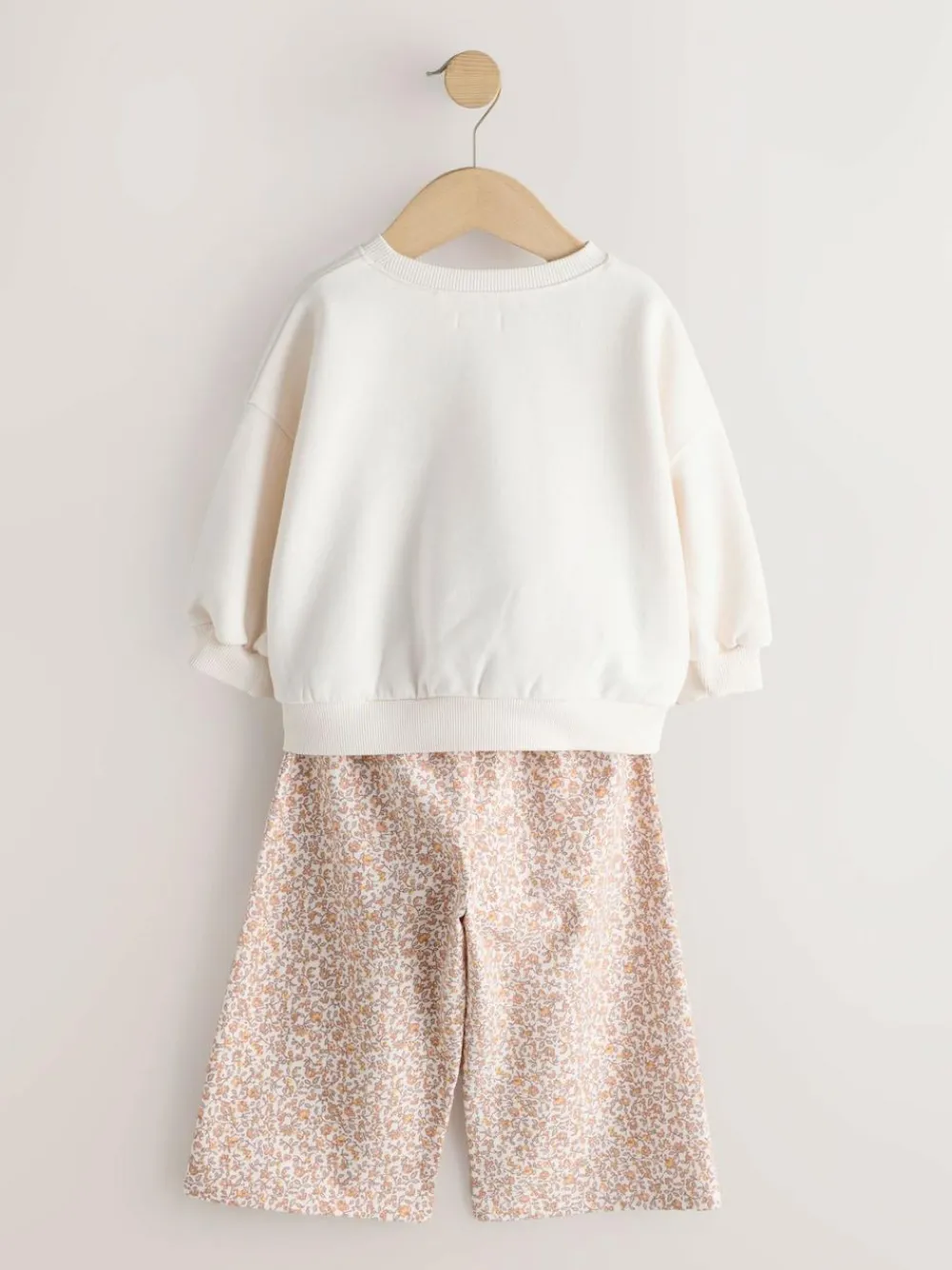 Next Cream Bunny Sweatshirt & Wide Leg Trousers Set (3mths-7yrs)^ Sets & Co-Ords|Sets & Co-Ords