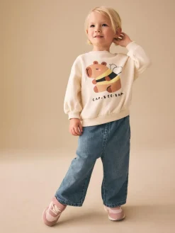 Discount Next Cream Capybara Crew Neck Sweatshirt (3mths-7yrs)