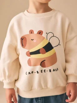 Discount Next Cream Capybara Crew Neck Sweatshirt (3mths-7yrs)