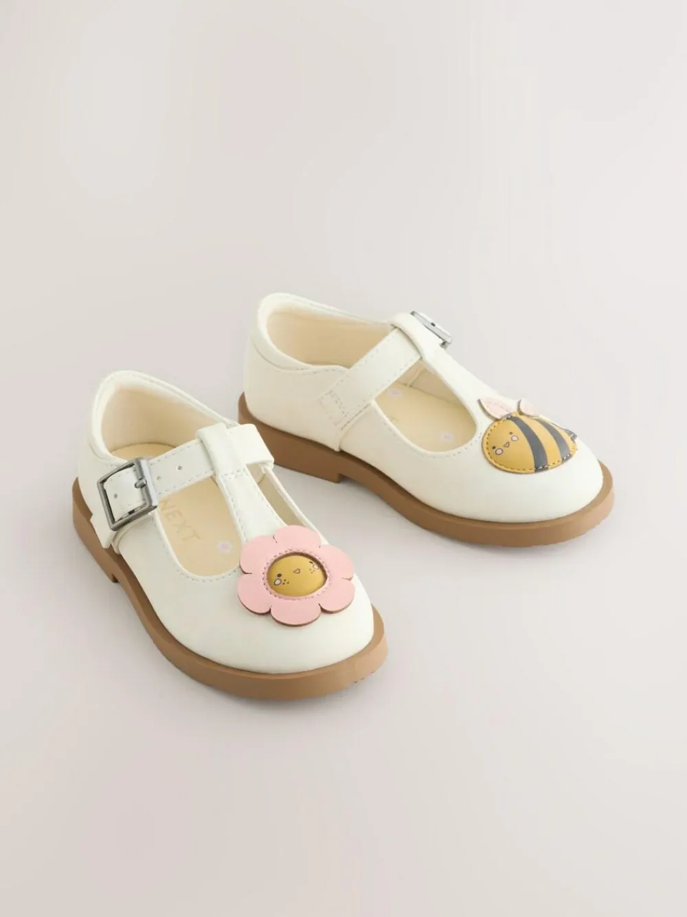 Online Next T-Bar Shoes Cream Character