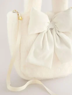 Next Cream Cream Fur Bucket Bag^ Bags