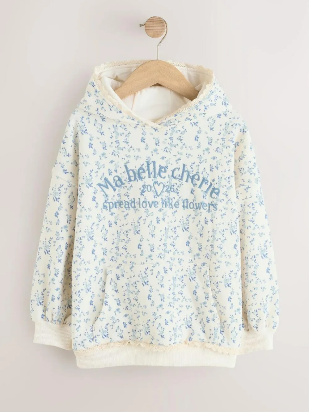 New Next Cream Ditsy Flower Hoodie (3-16yrs)